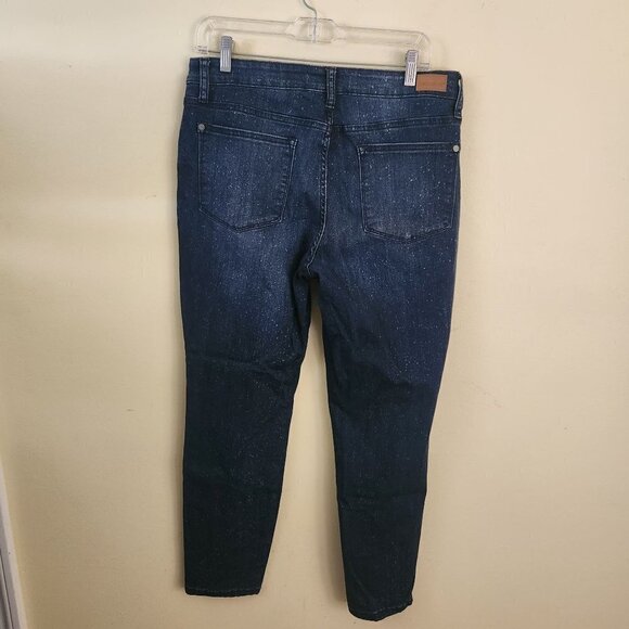 Judy Blue Relax Fit Mid Rise Skinny Jeans Mineral Blue Bleach Splatter Size13/31 - Picture 6 of 10